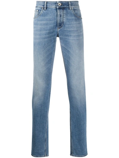 Shop Brunello Cucinelli Whiskered Straight Jeans In Blue