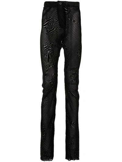 Shop Ann Demeulemeester Psychedelic Stripe Velvet Skinny Trousers In Black