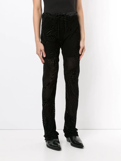 Shop Ann Demeulemeester Psychedelic Stripe Velvet Skinny Trousers In Black