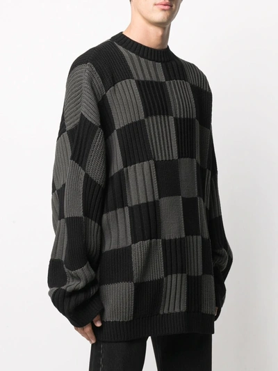 Shop Balenciaga Checkerboard Knitted Jumper In Black