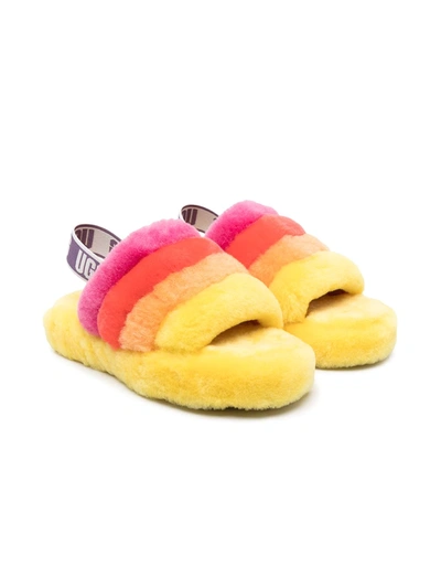 Ugg Fluff Yeah Shearling Sandals In Yellow