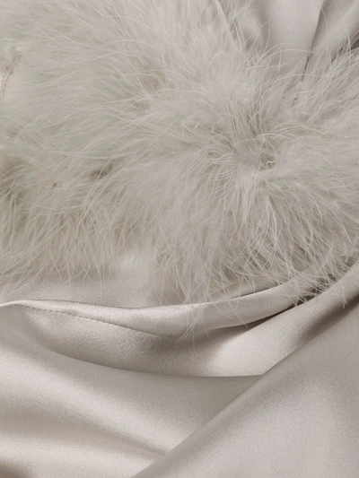 Gilda & Pearl Mia Feather-trimmed Pyjama Bottoms In Silver