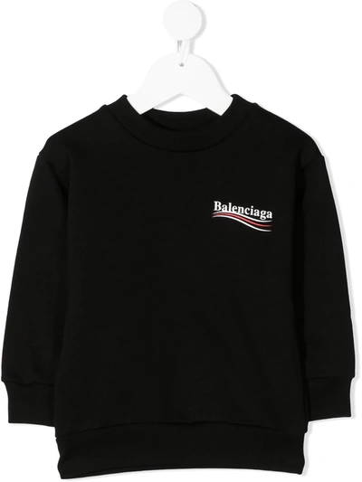 Shop Balenciaga Logo-print Cotton Sweatshirt In Black