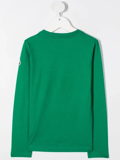 Shop Moncler Long-sleeve Cotton T-shirt In Green
