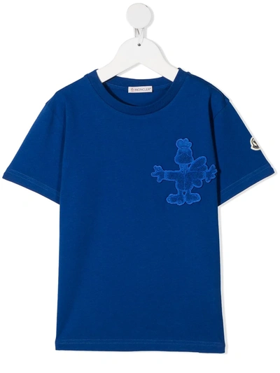 Shop Moncler Logo-patch Cotton T-shirt In Blue