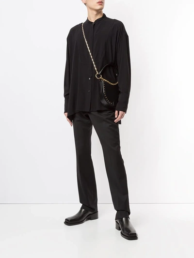 Shop Ann Demeulemeester Oversized Mandarin Collar Shirt In Black