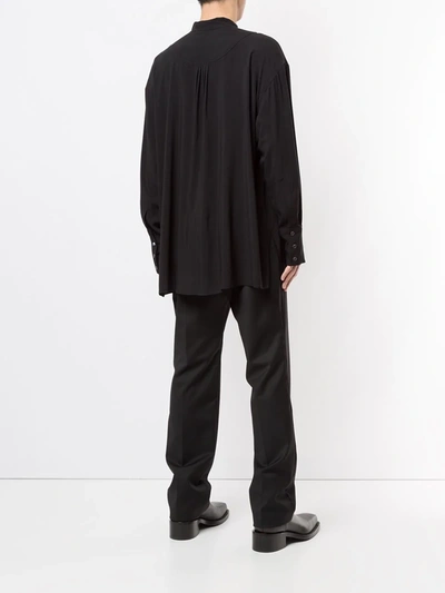 Shop Ann Demeulemeester Oversized Mandarin Collar Shirt In Black
