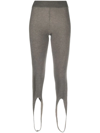 Shop Ami Amalia Knitted Merino Leggings In Grey