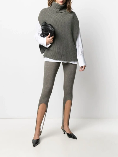 Shop Ami Amalia Knitted Merino Leggings In Grey