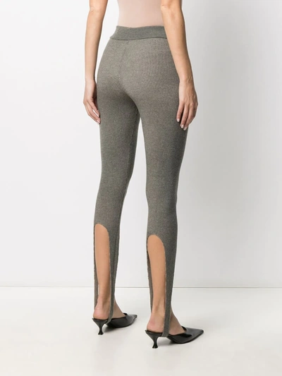 Shop Ami Amalia Knitted Merino Leggings In Grey