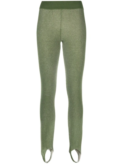 Shop Ami Amalia Knitted Merino Wool Leggings In Green