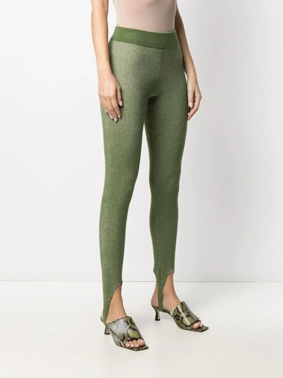 Shop Ami Amalia Knitted Merino Wool Leggings In Green