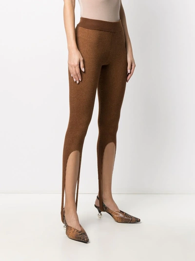 Shop Ami Amalia Knitted Merino Wool Leggings In Brown