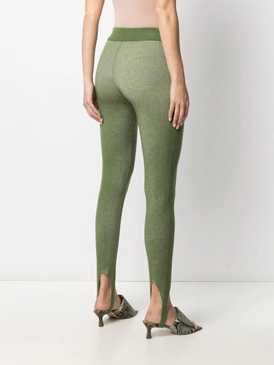 Shop Ami Amalia Knitted Merino Wool Leggings In Green