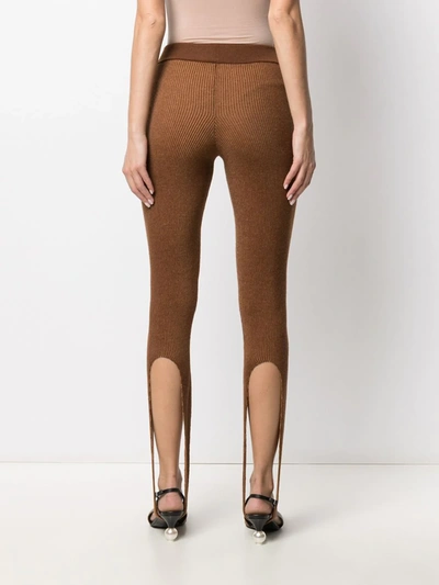 Shop Ami Amalia Knitted Merino Wool Leggings In Brown