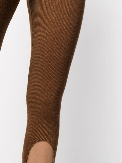 Shop Ami Amalia Knitted Merino Wool Leggings In Brown