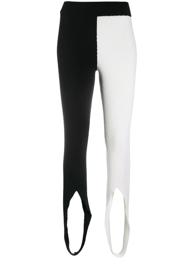 Shop Ami Amalia Colour-block Merino Wool Leggings In Black
