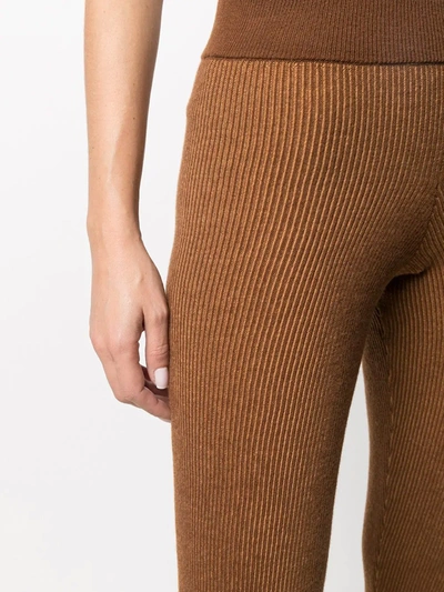 Shop Ami Amalia Merino Wool Knitted Leggings In Brown