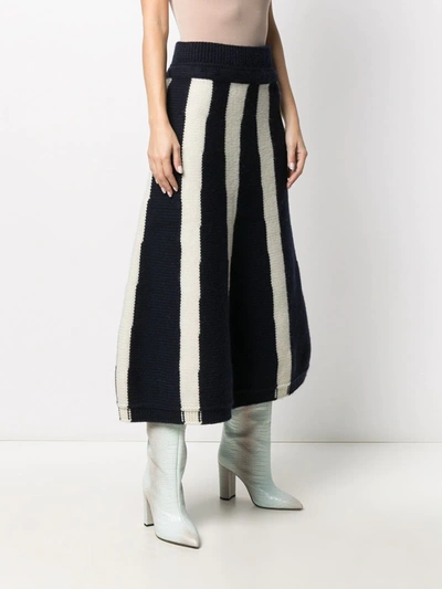 Shop Ami Amalia Chunky Andean Wool Skirt In Blue