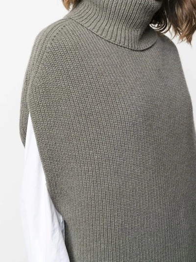 Shop Ami Amalia Sleeveless Scandinavian Turtleneck Jumper In Grey