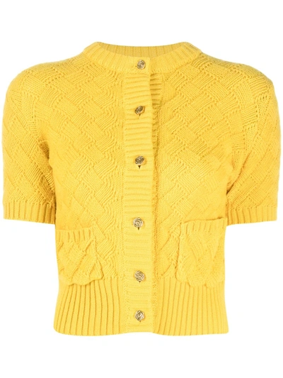 Shop Ami Amalia Clouded Squares Button-up Jacket In Yellow