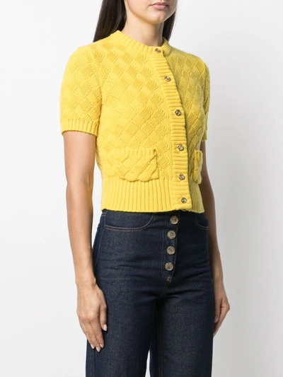Shop Ami Amalia Clouded Squares Button-up Jacket In Yellow
