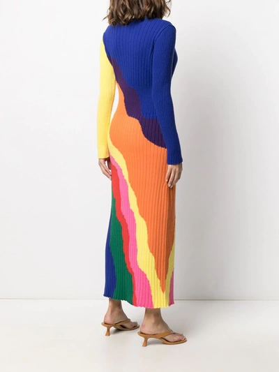 Shop Ami Amalia Diana Rainbow Knit Dress In Blue