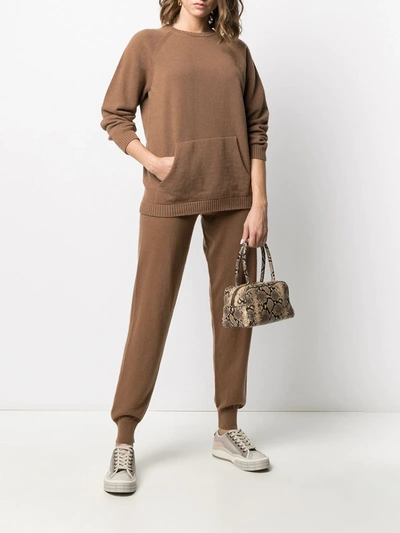 Shop Ami Amalia Merino Wool Jogger Trousers In Brown