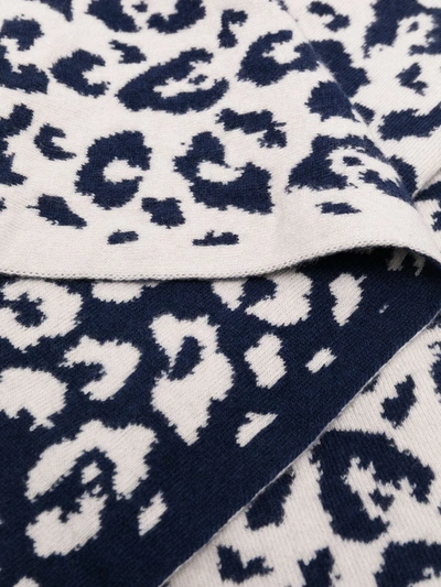Shop Ami Amalia Leopard Merino-knit Throw In Blue