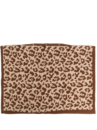 Shop Ami Amalia Leopard Merino-knit Pillowcase In Brown