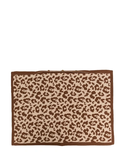 Shop Ami Amalia Leopard Merino-knit Pillowcase In Brown