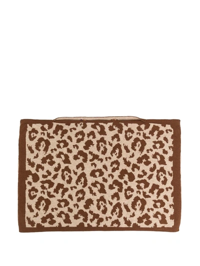 Shop Ami Amalia Leopard Merino-knit Pillowcase In Neutrals