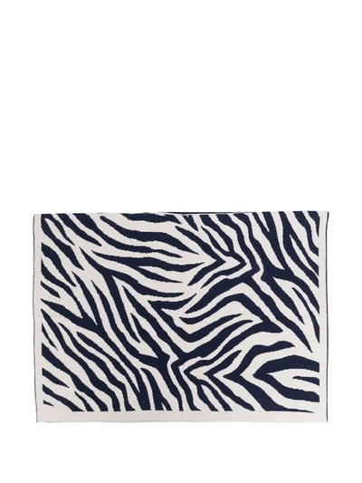 Shop Ami Amalia Zebra Merino-knit Pillowcase In Blue