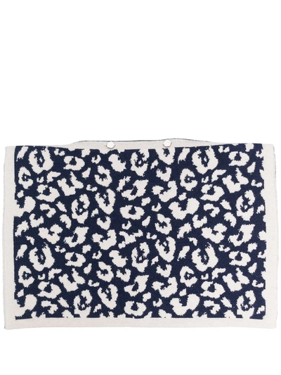 Shop Ami Amalia Leopard Merino-knit Pillowcase In Blue