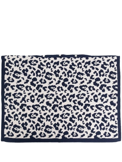 Shop Ami Amalia Leopard Merino-knit Pillowcase In Blue
