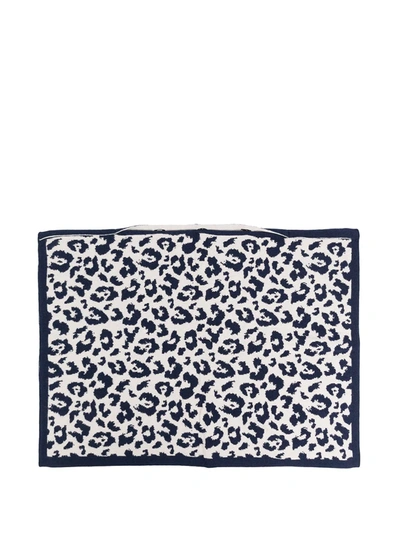 Shop Ami Amalia Leopard Merino-knit Pillowcase In Blue