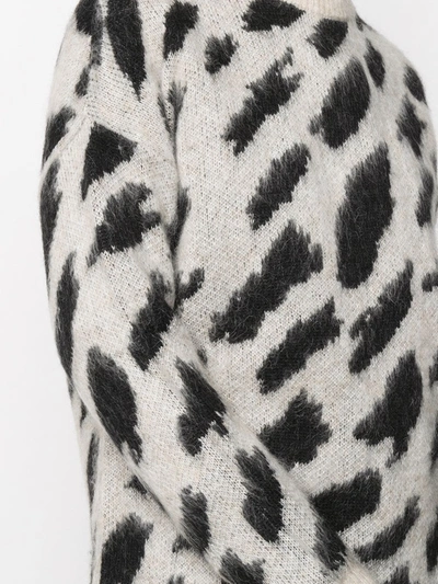 Shop 8pm Dalmatian-print Long-sleeve Jumper In Neutrals