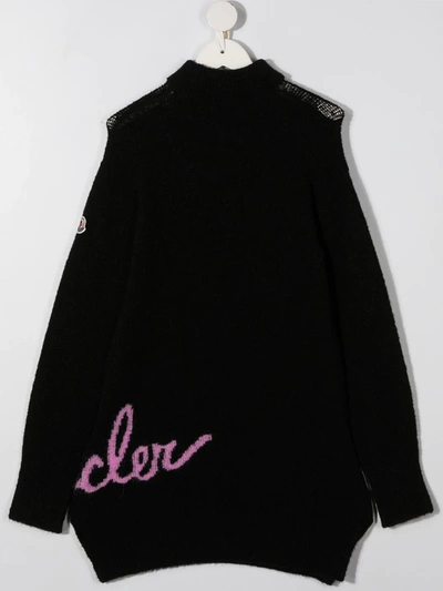 Shop Moncler Intarsia-knit Jumper Dress In Black