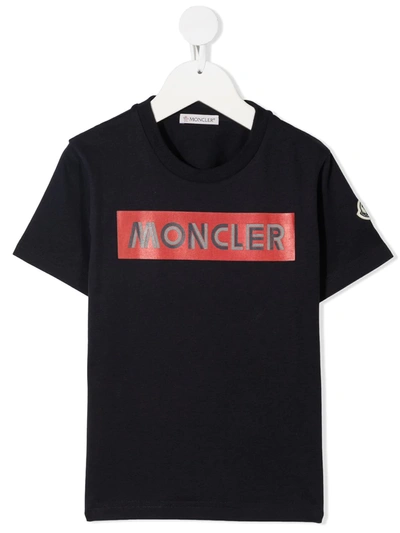 Shop Moncler Logo-print Cotton T-shirt In Blue