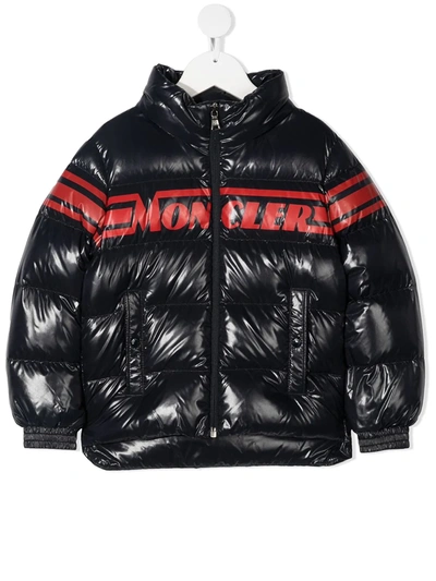 Shop Moncler Logo-print Padded Jacket In Blue