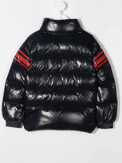 Shop Moncler Logo-print Padded Jacket In Blue