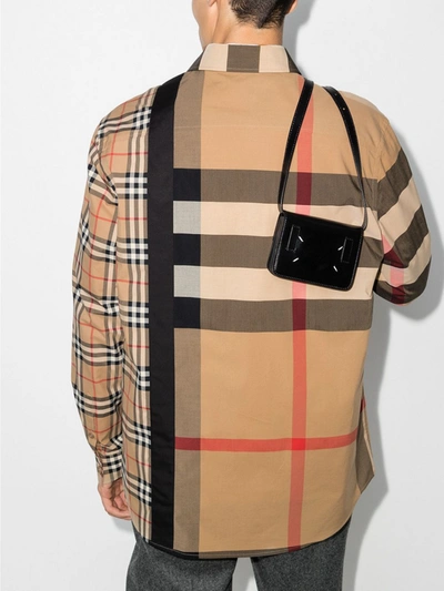 Shop Burberry Cotton Talby Patchwork Checked Shirt In Beige