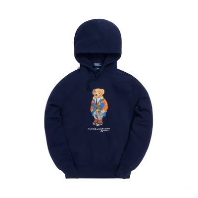 Pre-owned Kith  X Polo Ralph Lauren Fleece Hoodie Navy Blue