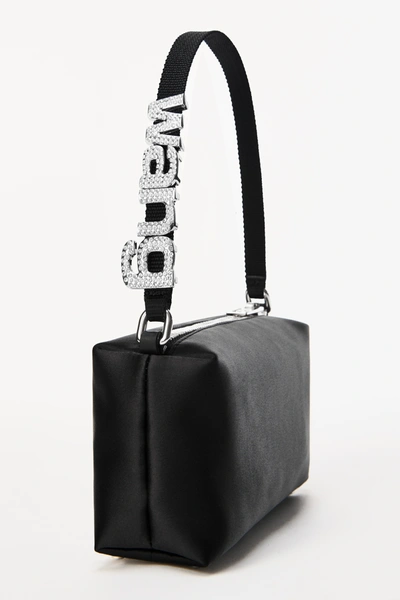 Alexander Wang Heiress Satin Pouch With Crystal Logo In Black