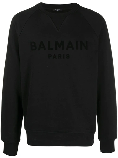 Shop Balmain Logo Print Sweatshirt In Black