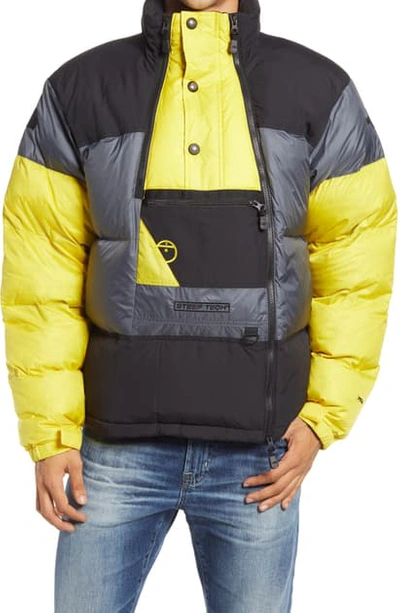 Shop The North Face Steep Tech Water Repellent 700 Fill Power Down Jacket In Vanadis Grey/tnf Black/yellow