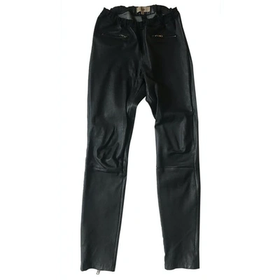 Pre-owned Rika Leather Trousers In Black