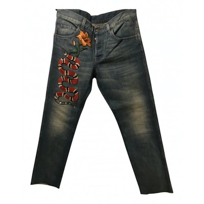 Pre-owned Gucci Blue Cotton Jeans