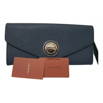 Pre-owned Oroton Blue Leather Clutch Bag