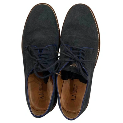 Pre-owned Armani Jeans Blue Suede Lace Ups